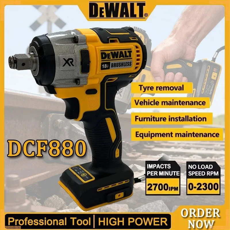 

Ударный гайковерт Dewalt DCF880 бесщеточный, высокоскоростной, мощный, для демонтажа шин, 205 Н·м