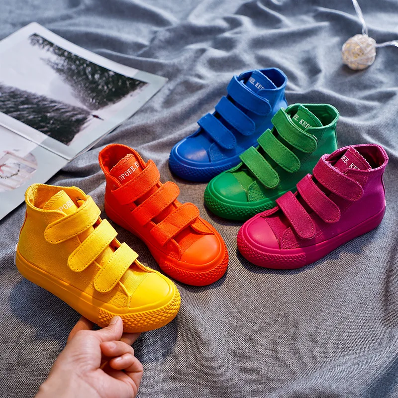 Children Canvas Shoes for Girls Sneakers High Top Boys New Spring Autumn Candy Color Kids Casual Shoes Footwear Sports Shoes