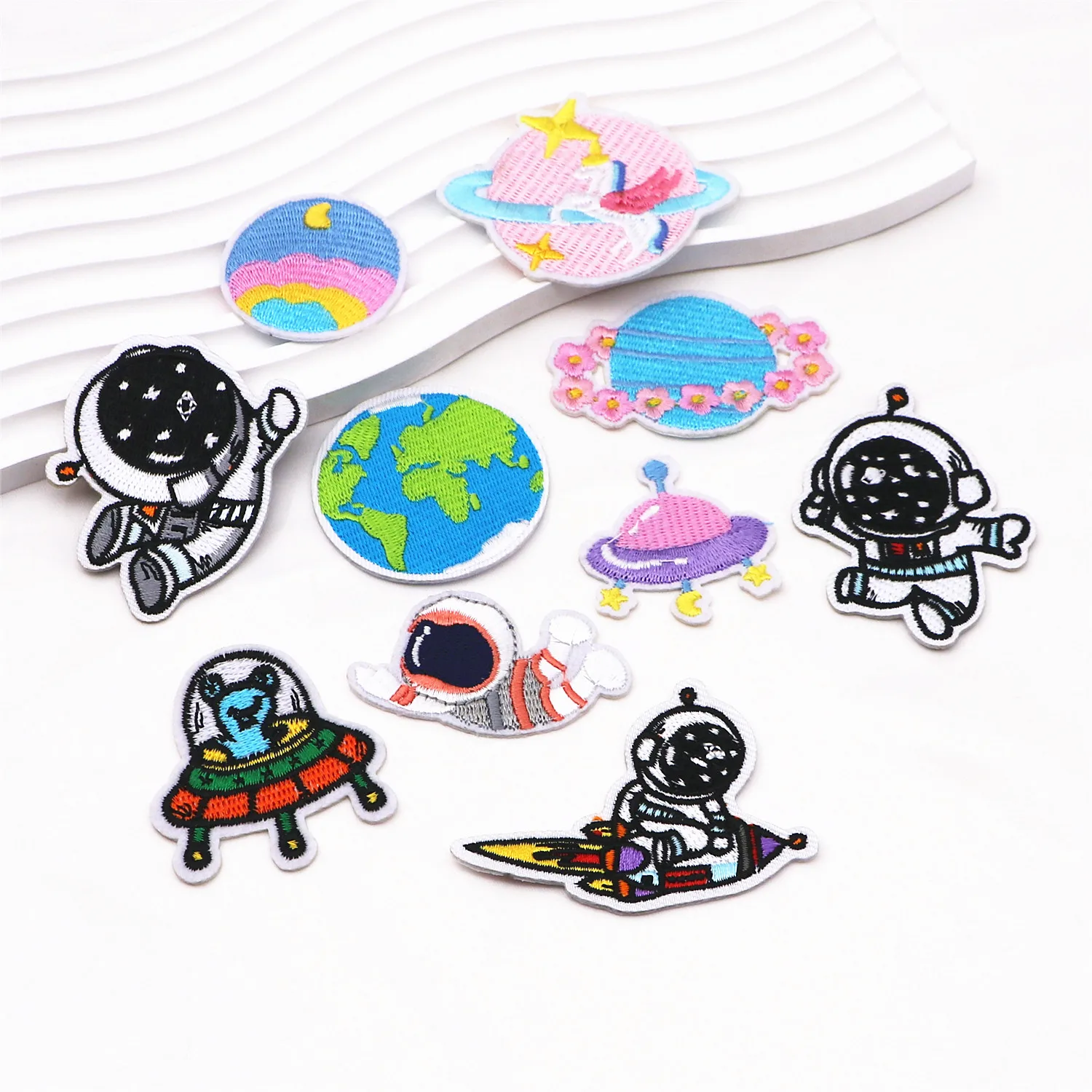 10pcs Cartoon Astronaut Planet Embroidered Cloth Patch Iron On Patch Suitable For DIY Jeans Jackets Clothing Bags Hat Deco