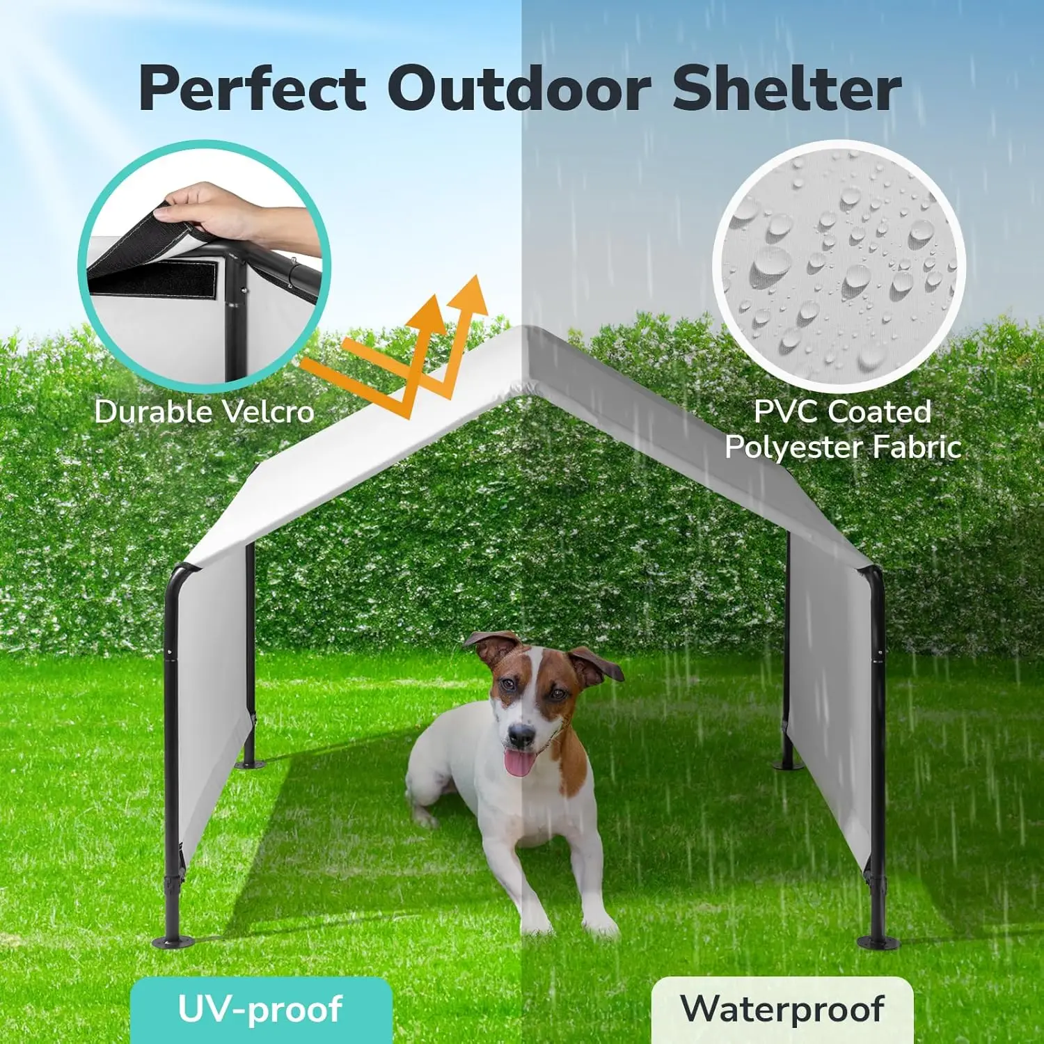 Dog Shade Shelter Outdoor Tent for Large Medium Dogs, 4'x4'x3.3' Dog Canopy Outside Sun Rain Pet House