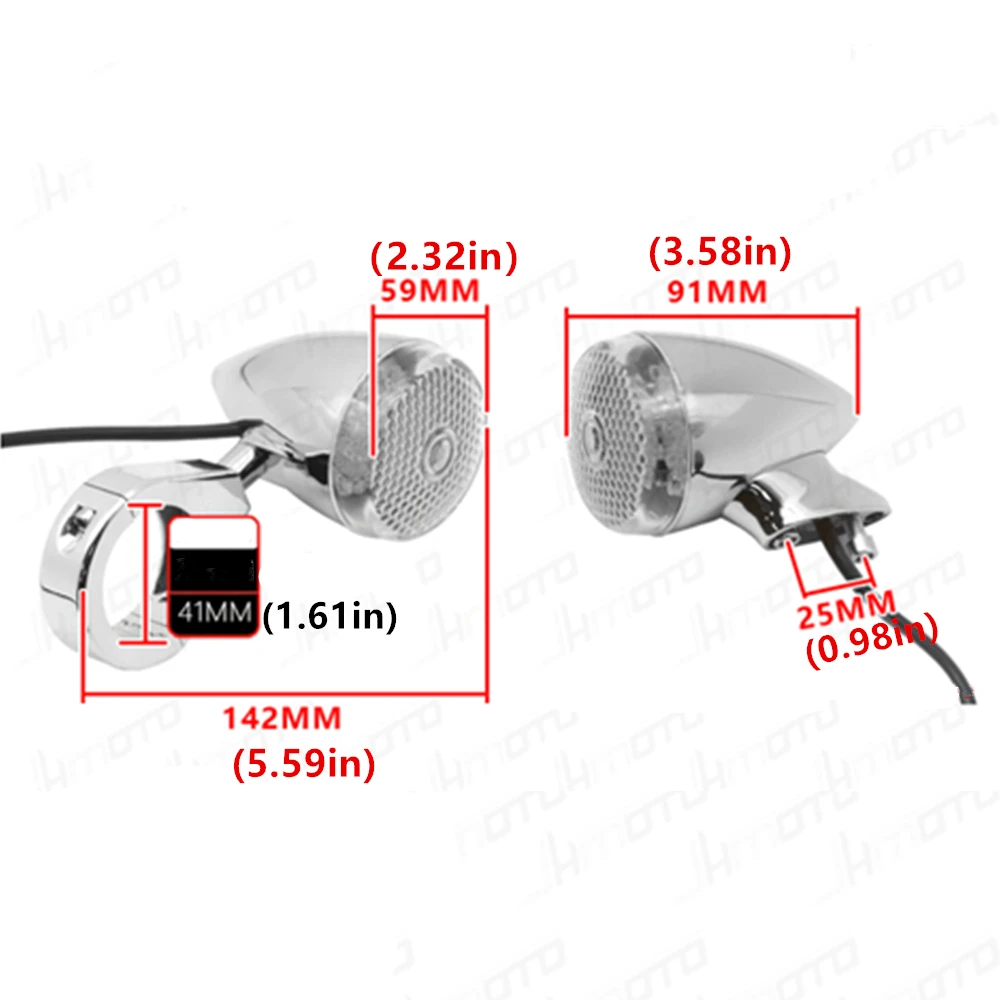 4Pcs Chrome Bullet Turn Signal Light Set 41mm Relocation Fork Clamp for Harley Honda Yamaha Kawasaki Suzuki Front & Rear