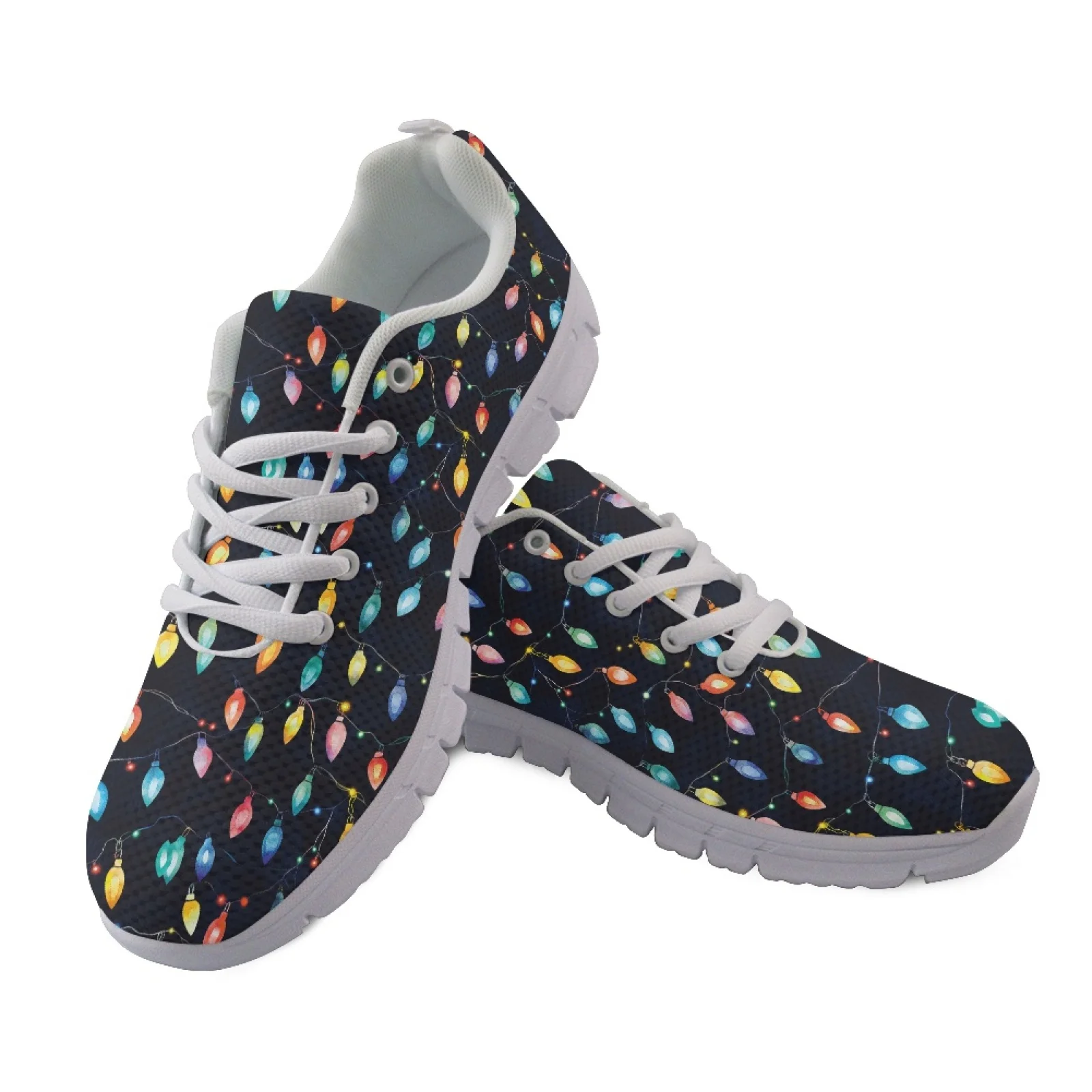 Coloranimal Shock Absorbing Casual Running Sneakers for Womens Athletic Walking Sneakers for Outdoor Santa Claus Christmas Print