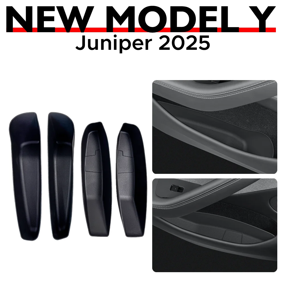 

For Tesla Model Y 2025 Launch Juniper Car Door Side Storage Box Front Rear TPE Door Storage Organizer Tray Interior Accessories