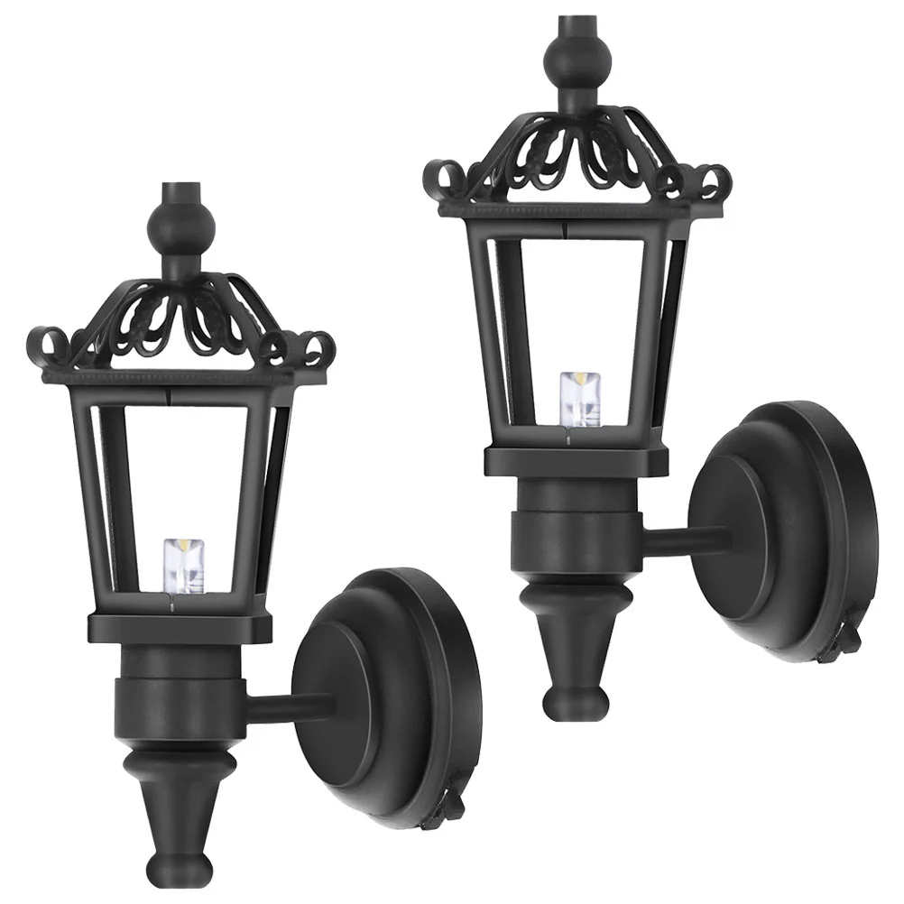 2 Pcs Wall Lamp Girl Toy Fairy House Accessory Mini Furniture Model Plastic Small DIY Baby Ornament