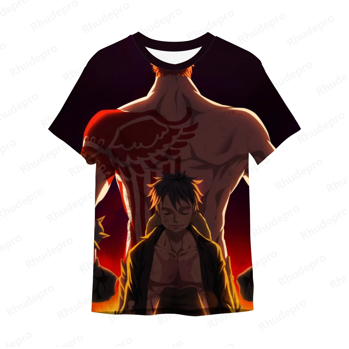 Summer Men's Casual T-Shirt Men One Piece Loose Short Sleeve T-Shirt  Luffy Anime 3D Printing Men's Round Neck Shirt Oversized