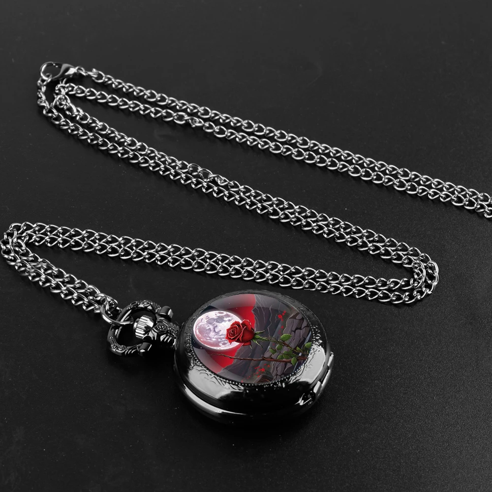 Montre de Poche à Quartz Rose Clair de Lune, Design, Verre, avant, Mode Arabe, Numarrate, Collier, Pendentif, Horloge, JOMens, Femmes, Enfants, Cadeaux