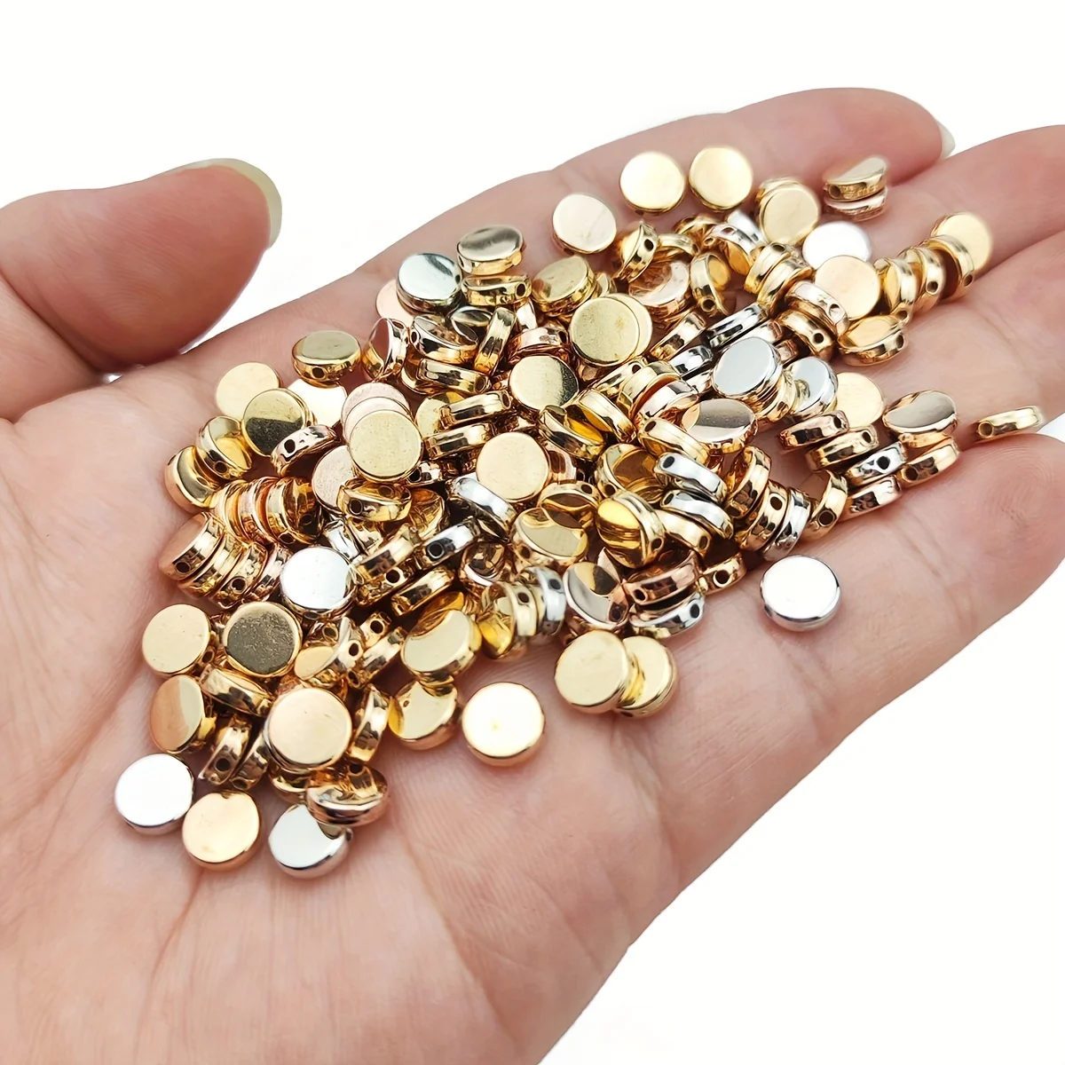 100/200/400Pcs 6MM CCB Gold/Silver Plated Flat Round Spacer Loose Beads For DIY Jewelry Pendant Bracelet Making Accessories