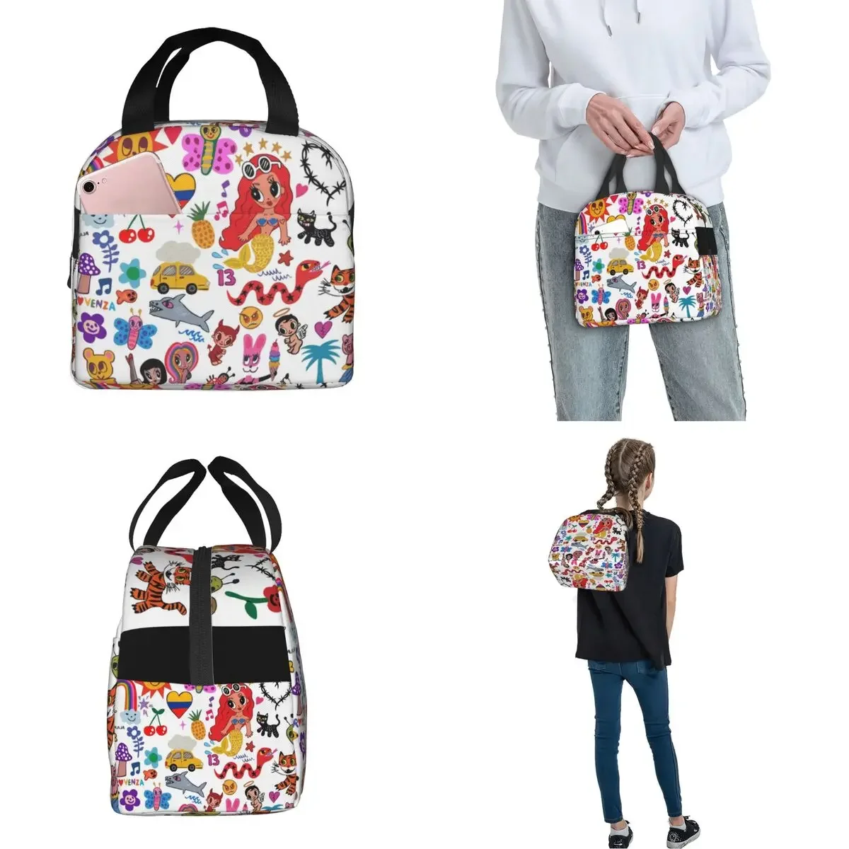 Karol G-Bichota Sacos Isolados Almoço, Recipiente De Refeição De Alta Capacidade, Lancheira, Tote, Bolsas De Comida, Saco De Piquenique Da Faculdade