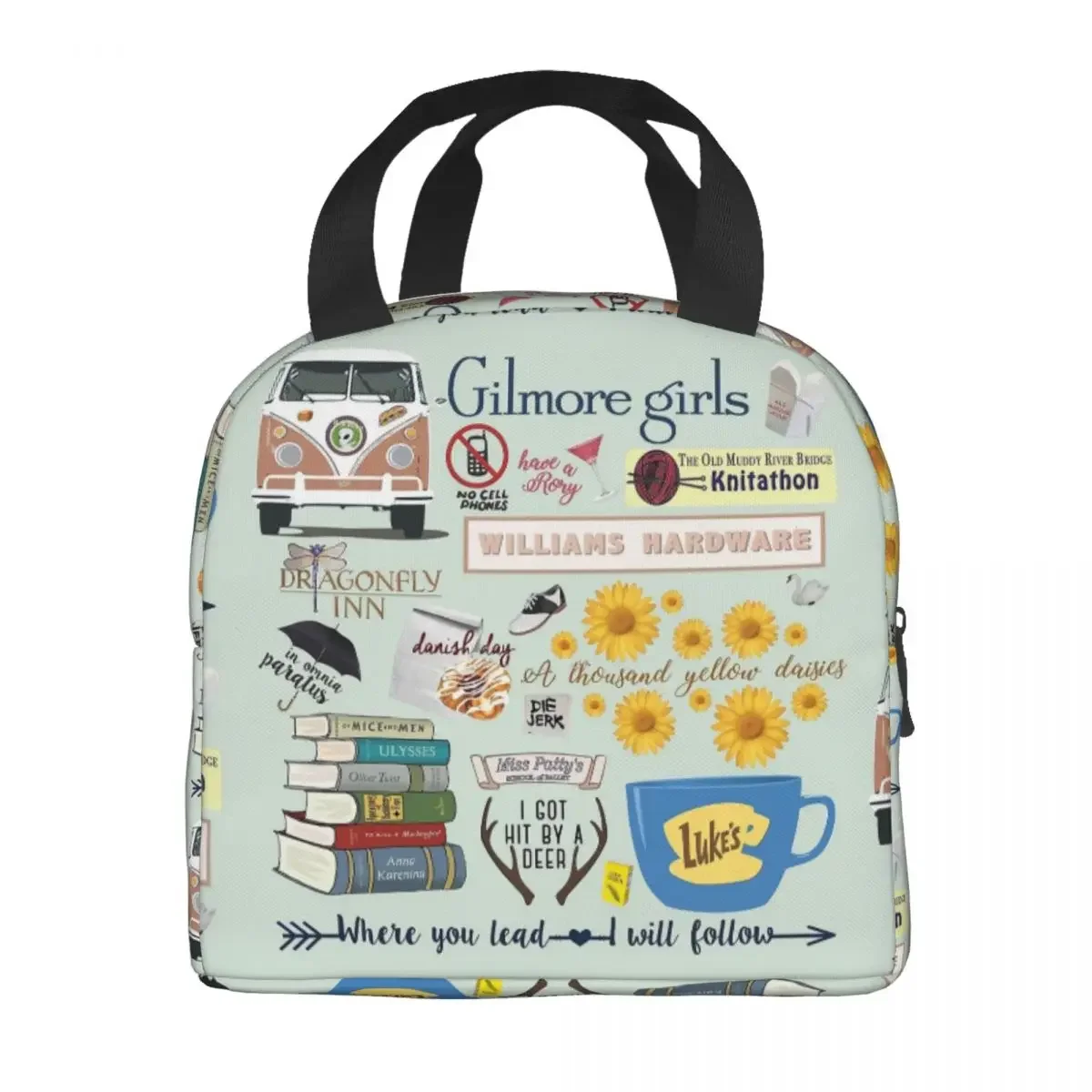 Gilmore Girls Lunch Tote Bag for Women Gifts Fashionable Collapsible Simple Modern Lunch Box Suitable Work Picnic Beach Office