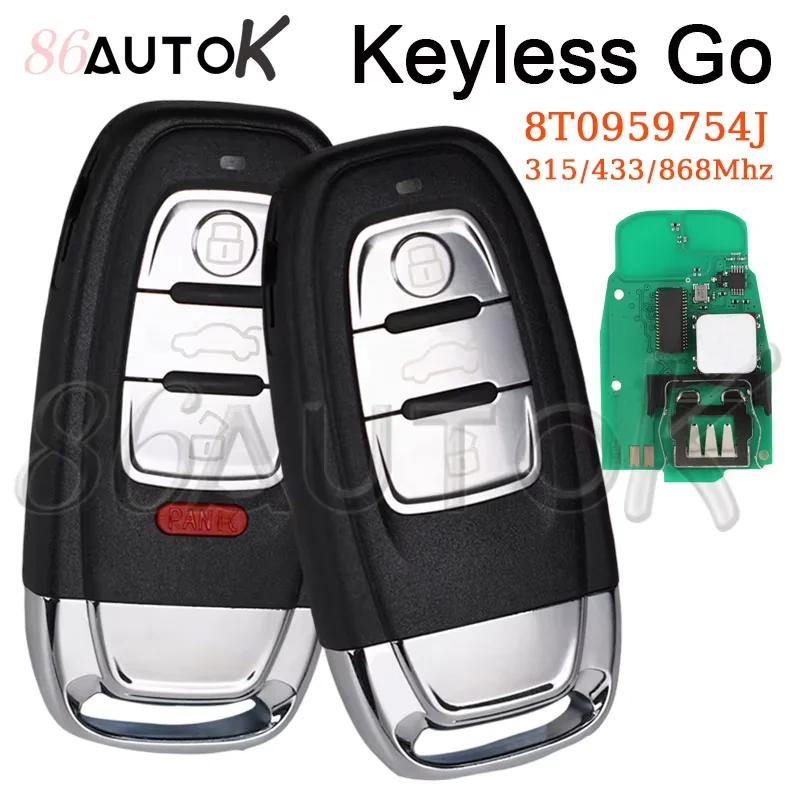 

Car Remote Key for Audi S6 Q5 A6L A4 A5 A7 Keyless Go 315/433/868Mhz FCCID 754J 754D/H/F/C/B No Logo Uncut Blade