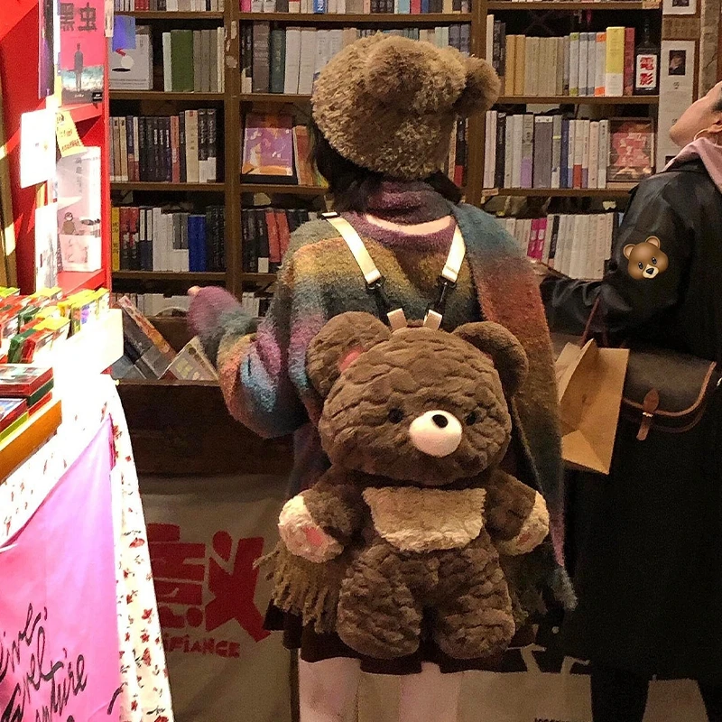 

2025 Autumn And Winter Fashion New Bear Shaped Design Plush Backpack Cartoon Plush Doll Personalized Travel Women's Bag Trendy