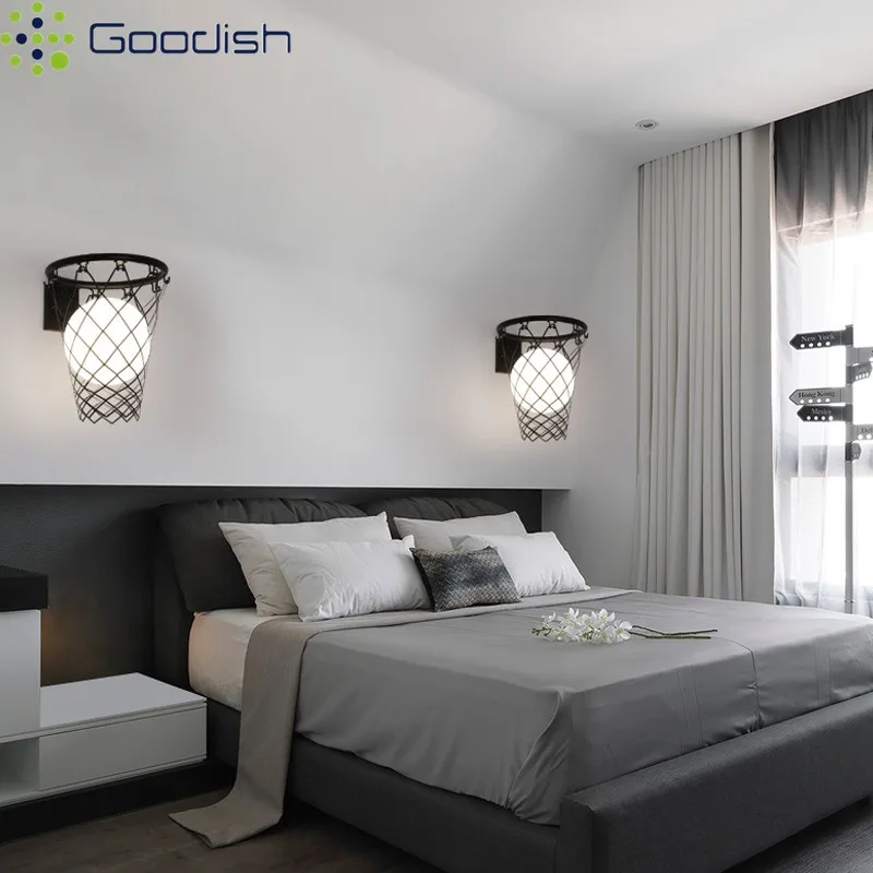 Modern Simplicity Nordic LED Wall Lamp Basketball Net Frame  Creative Indoor Light for Living Room Home Decoration Chandelier
