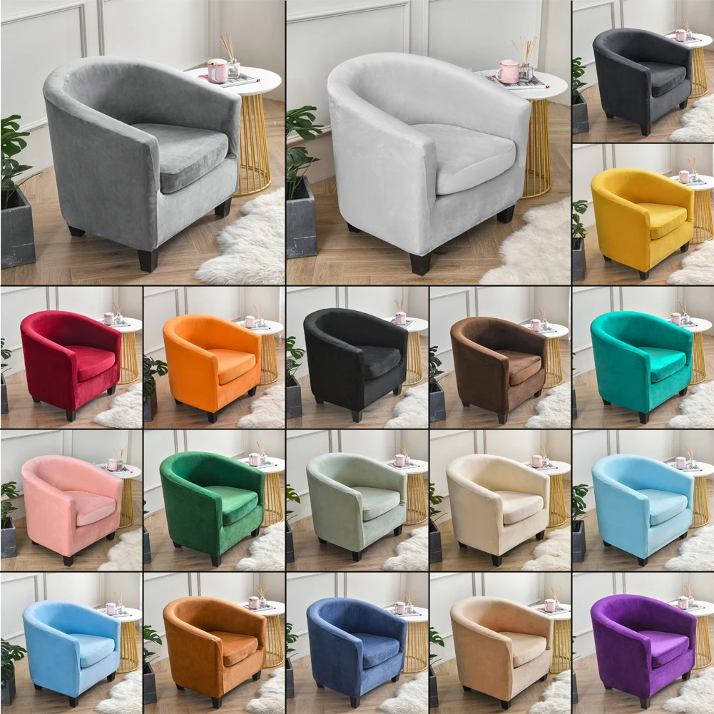 

Split Style Velvet Tub Chair Covers with Cushion Cover Removable High Stretch Club Chair Slipcover for Furniture Protector