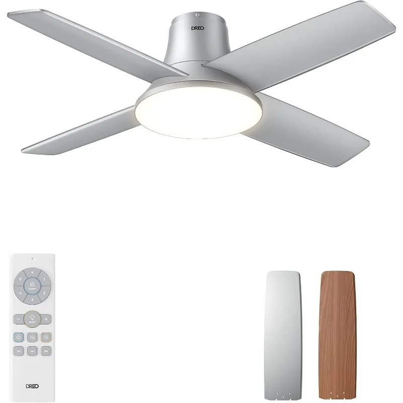 DREO 44-Ventilateur de Plafond Argenté avec Télécommande, Éclairage Dimmable à 6 Niveaux et Tonalité 5 Documents