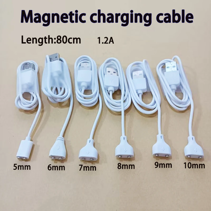 2Pin 5/6/7/8/9/10mm for Electric Toothbrush Adult Product Charging Cable Strong Magnetic Smart Watch USB Power Supply Charger Ca