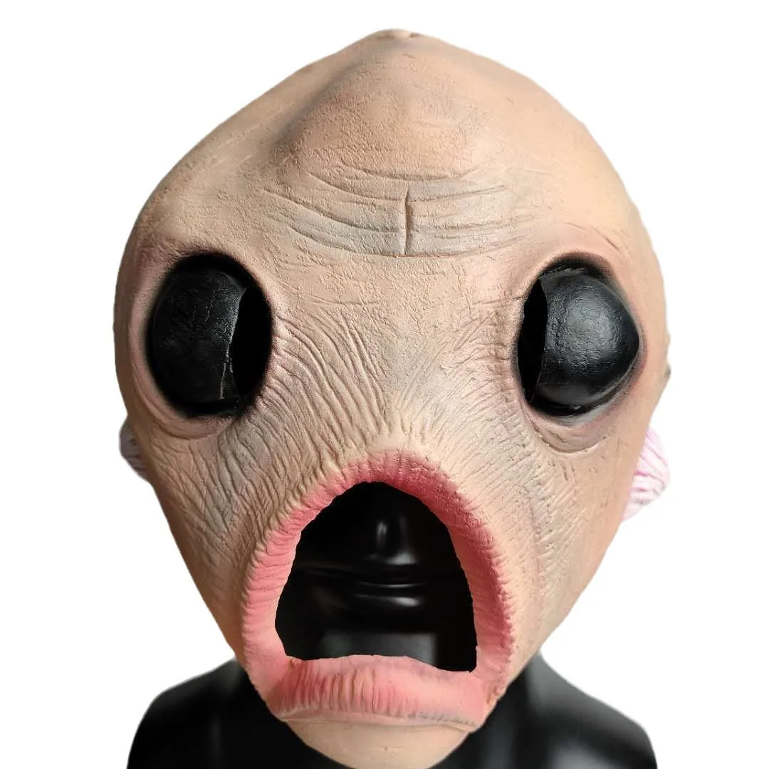 Weird Alien Creature Full Head Latex Mask Exposed Brain Design Horror Monster Mask Halloween Masquerade Cosplay Fancy Props