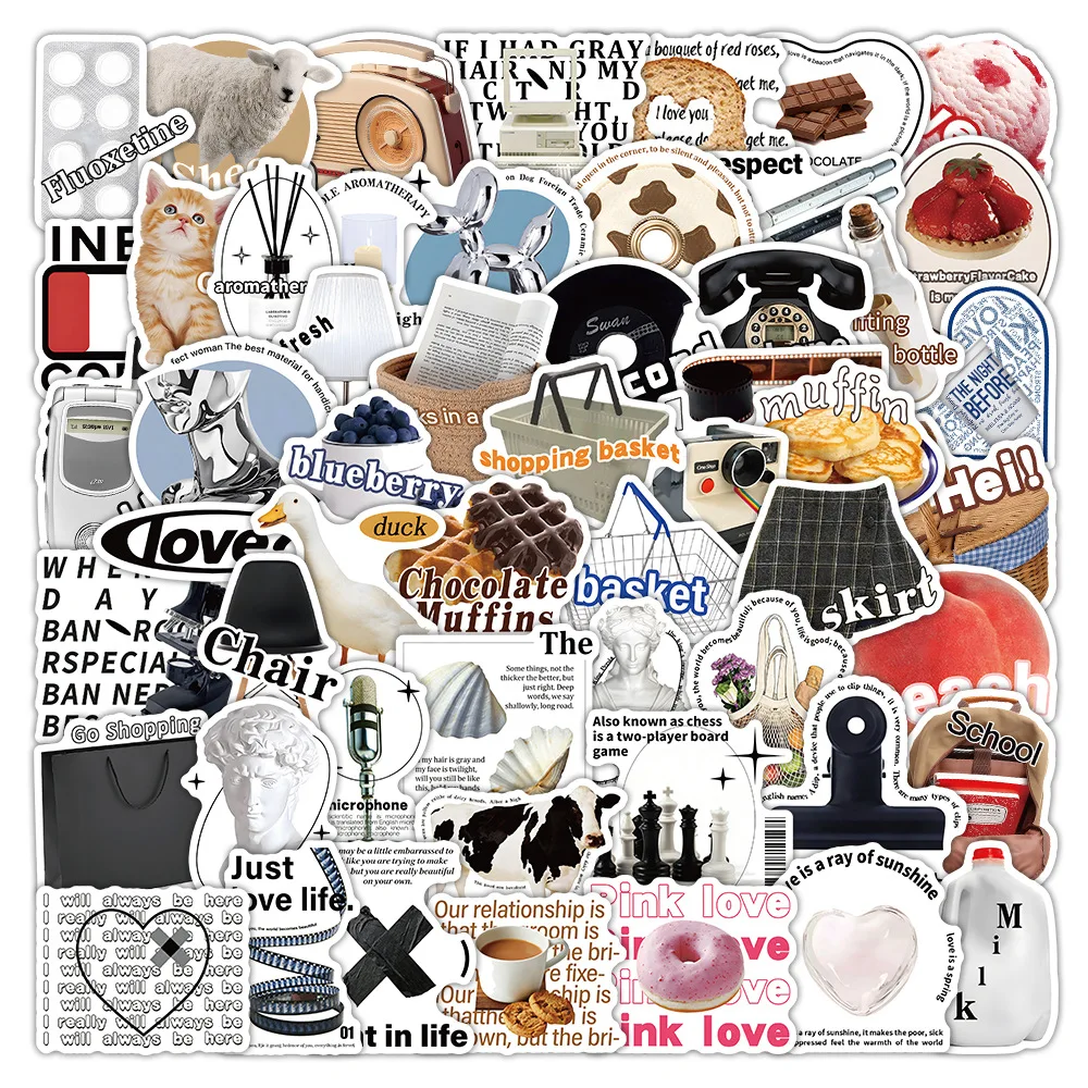 

55PCS Cartoon INS Style Stickers Creative Decoration Mobile Phone Case Notebook Water Cup Skateboard Waterproof Toy Gift Sticker