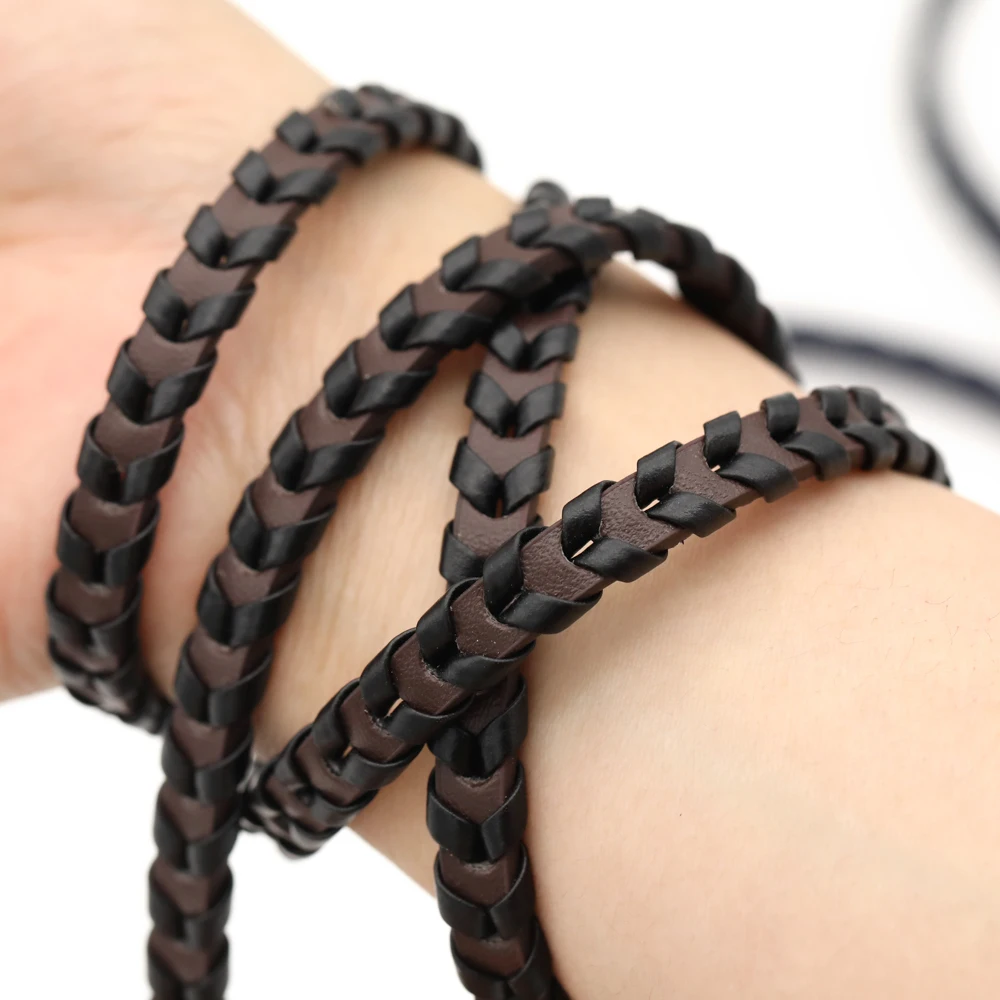 REGELIN 8mm Braided PU Leather Strap Findings Flat Faux Leather Cord String Rope DIY Necklace Luggage Bracelet Making