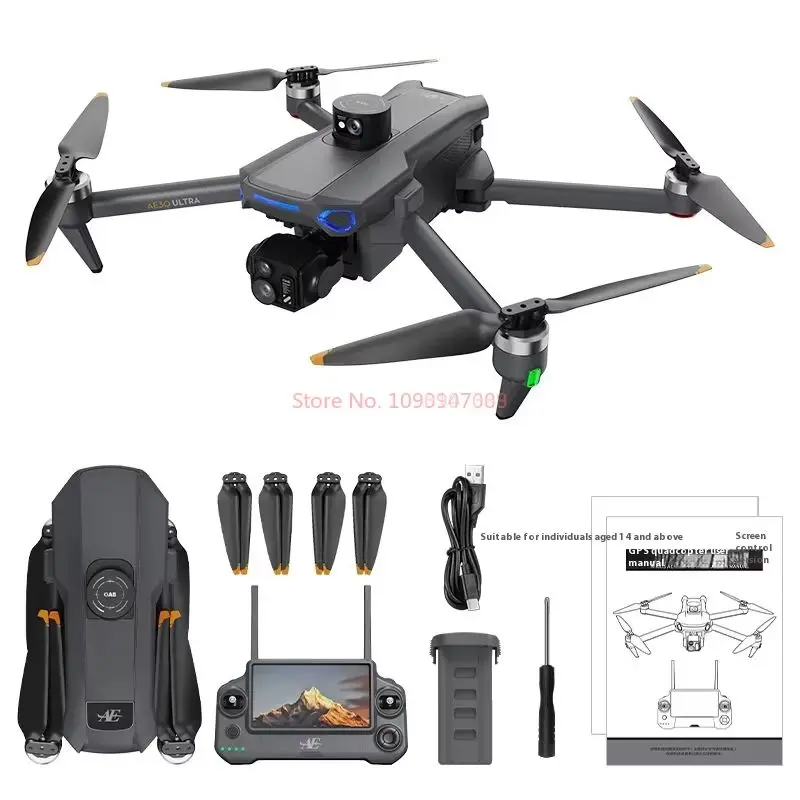 Drone de fotografia aérea AE30 HD 8K com gimbal de três eixos GPS retorno automático Controle remoto Gimbal de três eixos Quadricóptero RC
