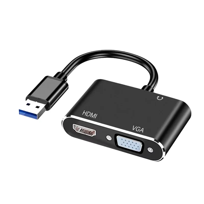 USB 3.0 to HDMII-compatible VGA Audio Video Converter Adapter 1080P HD Dual Output Male To Female Converter for Laptop Projector