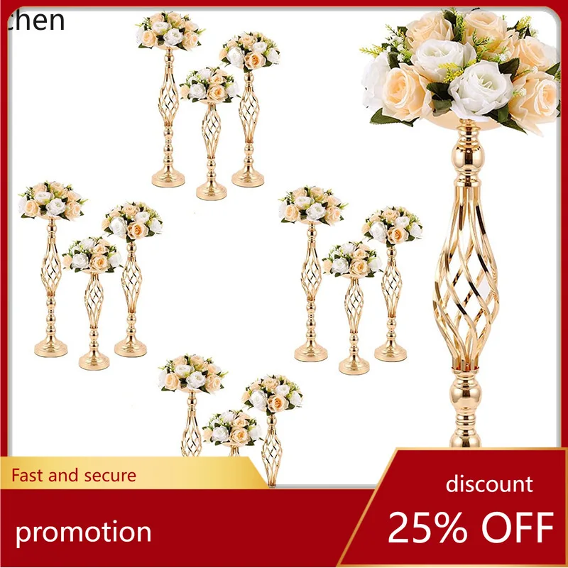 

Hxl wedding twist large candlestick golden flower pot electroplated iron art jewelry ornament