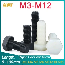 Black/ White Nylon External Hex Head Screws Plastic Hexagon Bolts M3 M4 M5 M6 M8 M10 M12 for Heat/ Electricity Insulation USE
