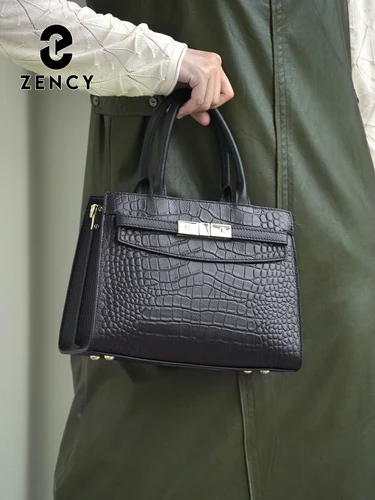 Imagen 2 del producto Bolsos Zency de piel de vaca de alta calidad para mujer, bolso con asa superior de cuero auténtico para el trabajo, bolso cruzado de marca de diseñador de lujo para mamá