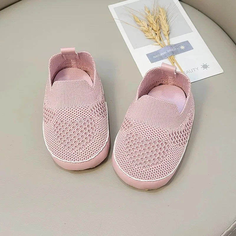 Babyschoenen Anti-Slip Ademende Baby Wieg Vloer Sokken Met Doek Zool Voor Kinderen Meisjes Jongens Mesh Schoenen Zachte Bodem Slippers