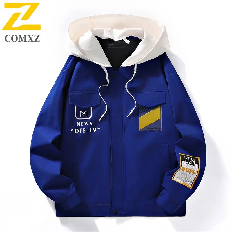 

COMXZ Preppy Jacket Lightweight Windproof Outdoor Hiking Travel Camping Sport Rider Jacket Men Streetwear Clothing Jacket