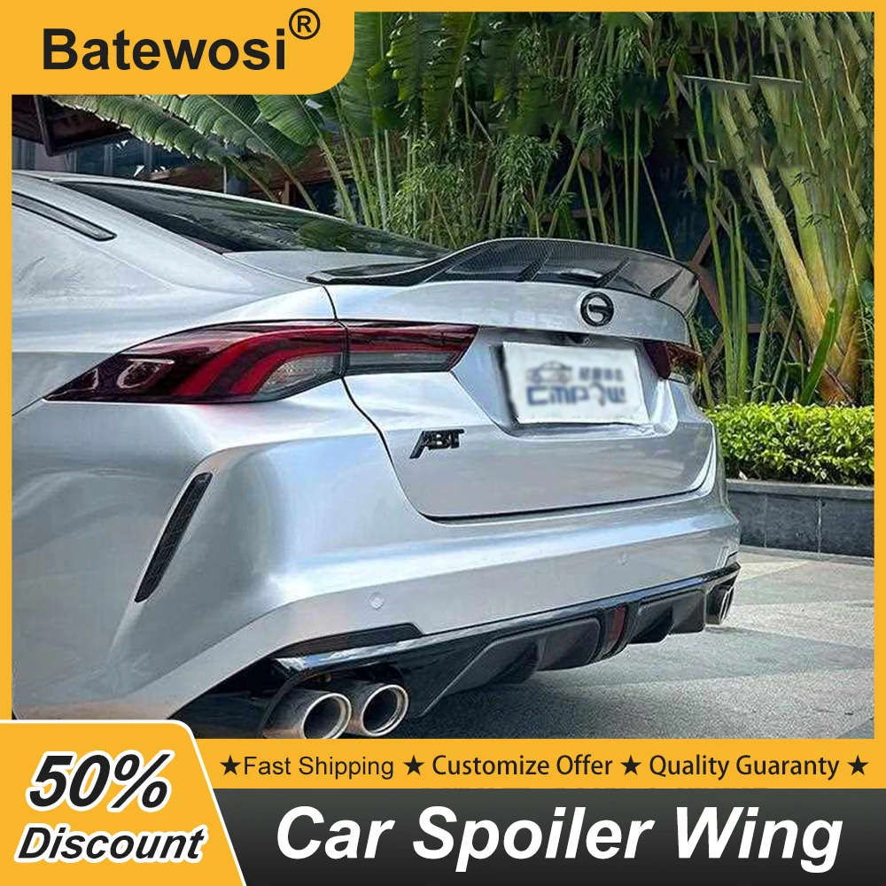 For GAC Trumpchi Empow Dodge Attitude 2021 22 23 24 25 Rear Trunk Lid Car Spoiler Wing R Style ABS Black Carbon Color Accessorie