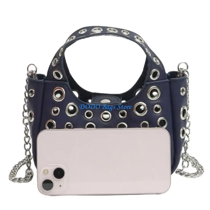 

Женская сумка с полыми заклепками, сумка-мессенджер с цепочкой, сумка для покупок, креативная сумка через плечо, модная сумка