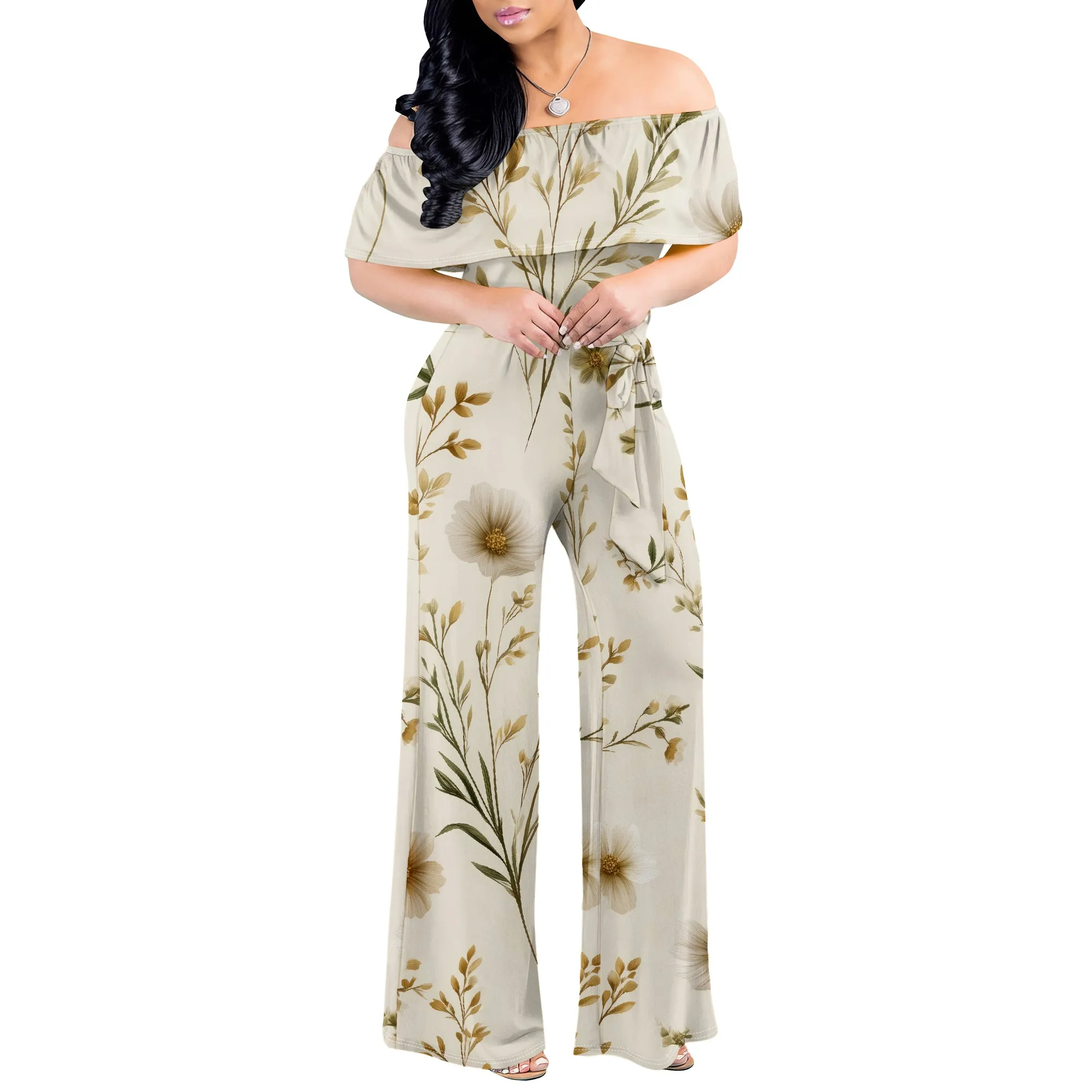 Striped Patchwork Off Shoulder Jumpsuit Women Multicolor Wide Leg Summer Streetwear Romper