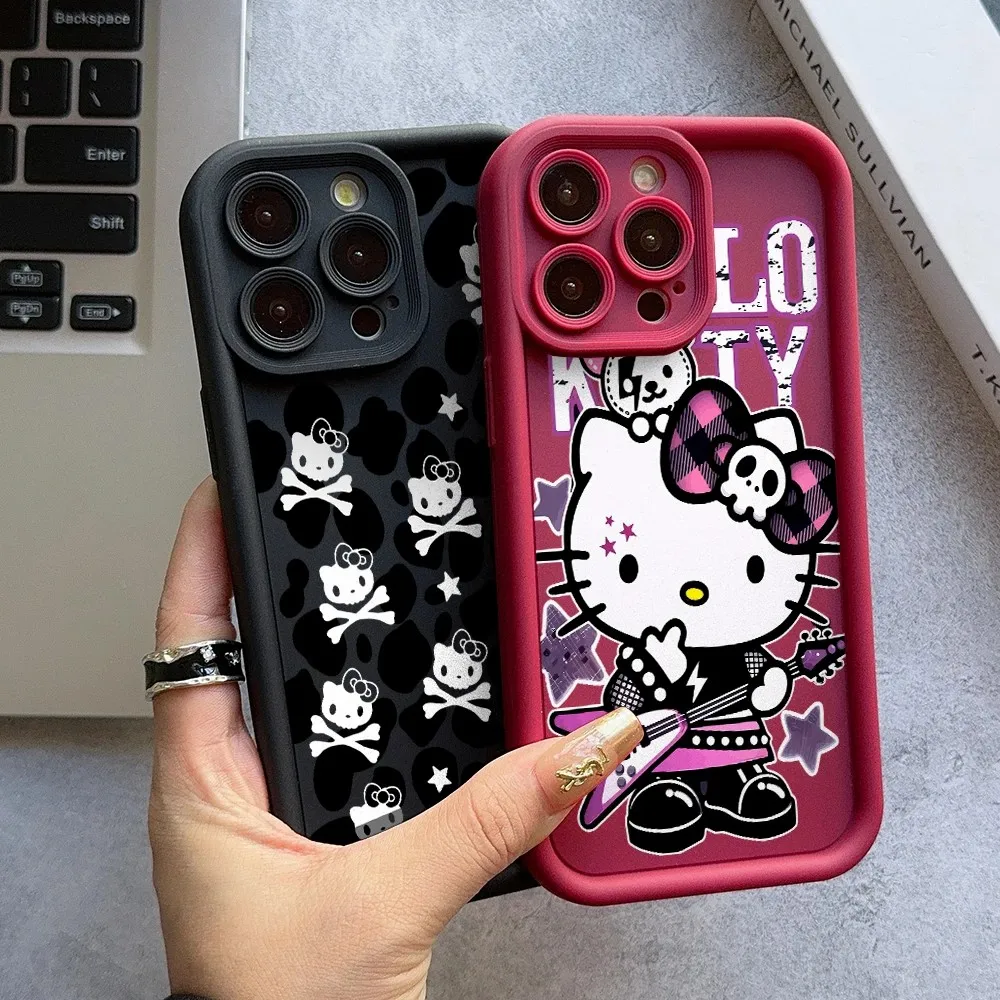 Sanrios Y2k Hello Kitty Skull Phone Case For OnePlus 12 12R 11 11R 10R 8T Nord CE Ace 2 3 4 Lite 4G 5G Soft Silicone Back Cover