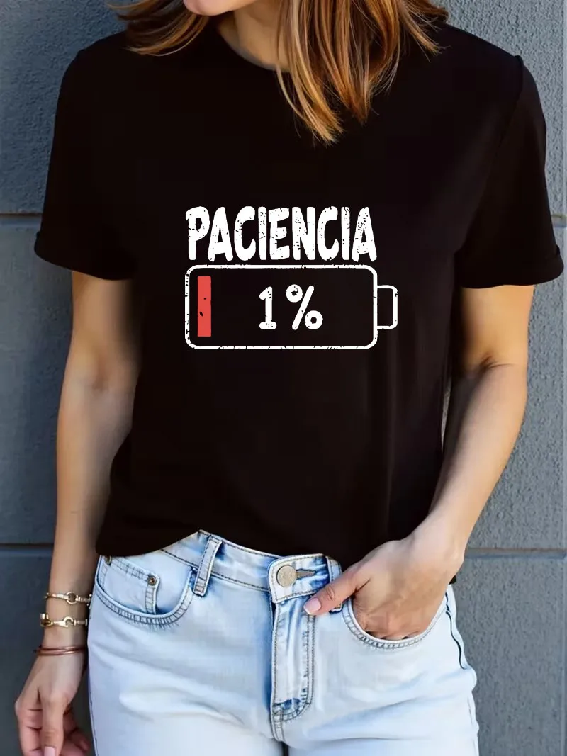 Funny Shirt Low Battery Women's Casual Short Sleeved Crew Neck T-shirt Spring/summer Top Tee Graphic Shirt Woman Girls