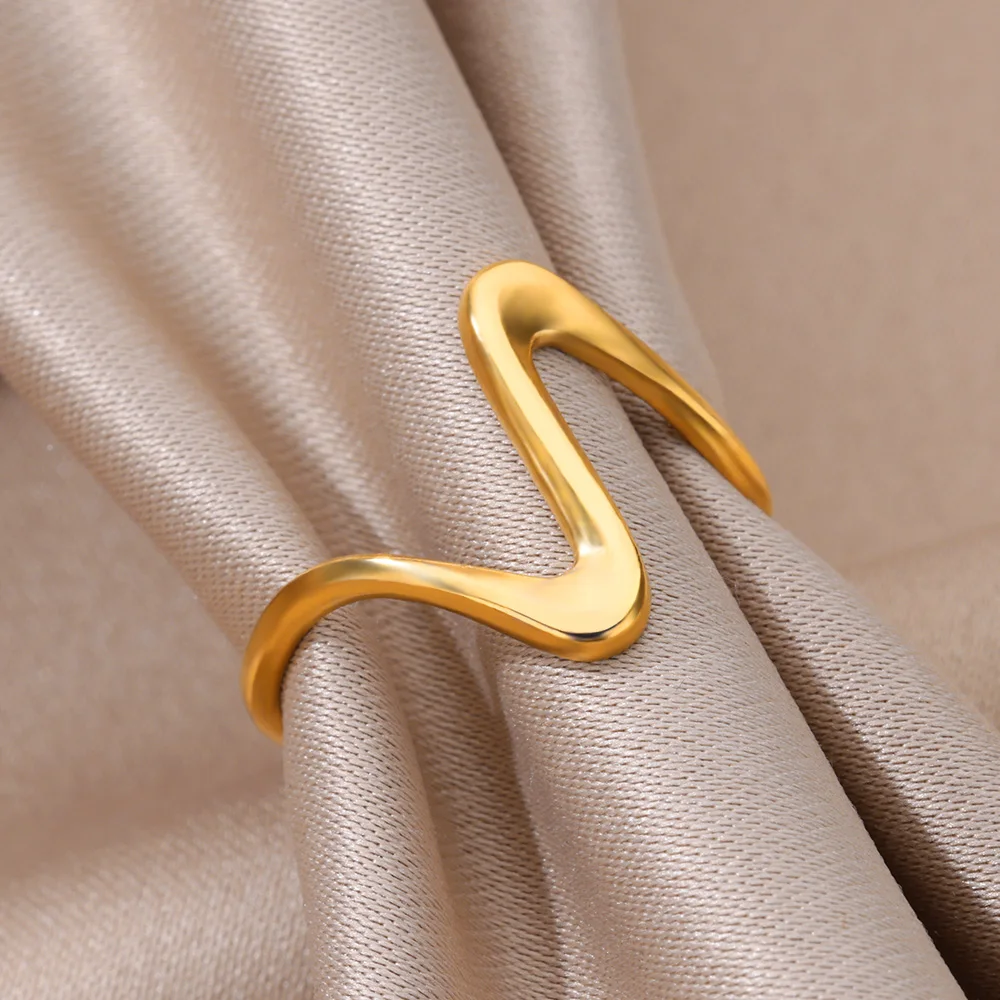 Hot Sale Stainless Steel Rings for Women 2023 Trend Simple Gold Color Geometric Irregular Ring Wedding Jewelry Gift Dropshipping