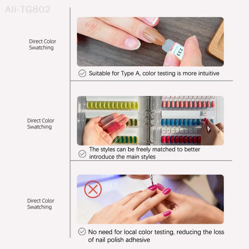 

Nail Art Swatch Book Magnetic Tips Transparent Colors Manicure Color Test Storage Large Acrylic Works Display 120/180/240 Pages