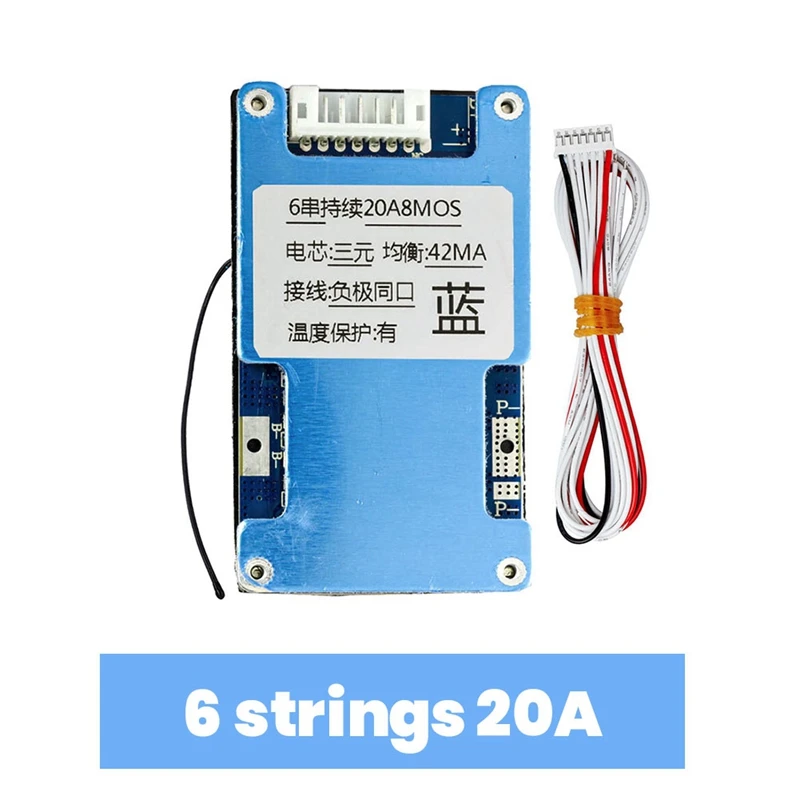 6S 22.2V 20A Li-Ion Lmo Ternary Lithium 18650 Battery Charge Protection Board With Balance And Temperature Protect