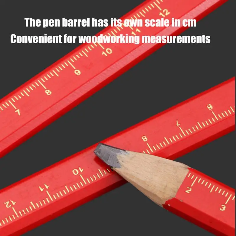 5pcs Woodworking Pencils Site Dedicated Marking Workers Dedicated Flat Head Pen Wood Black Octagon Red Square Drawing Lines