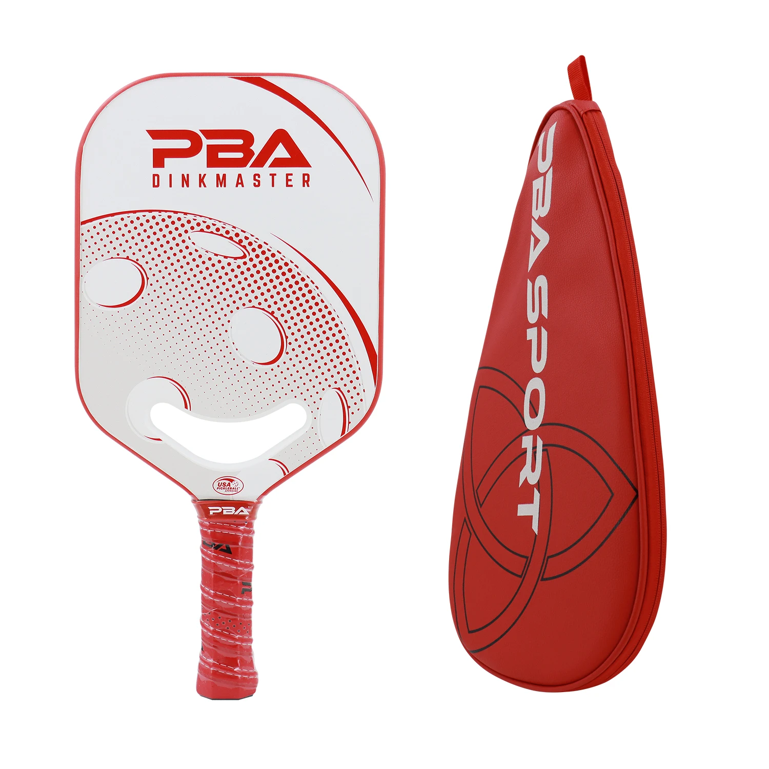 Carbon Fiber Pickleball Paddle with Aero Throat-Professional Grade Racket for Power & Control Thermoformed with Cover Bag-Red