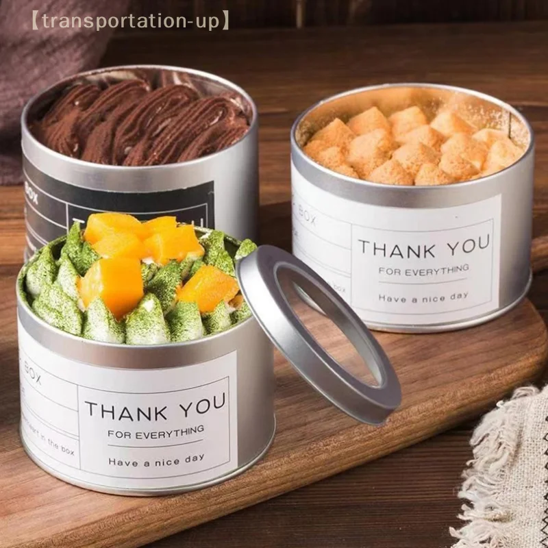Round Square Tinplate Box Clear Window Iron Storage Box Tea Food Jar Candy Cake Boxes Jewelry Cream Cosmetic Container Empty Pot
