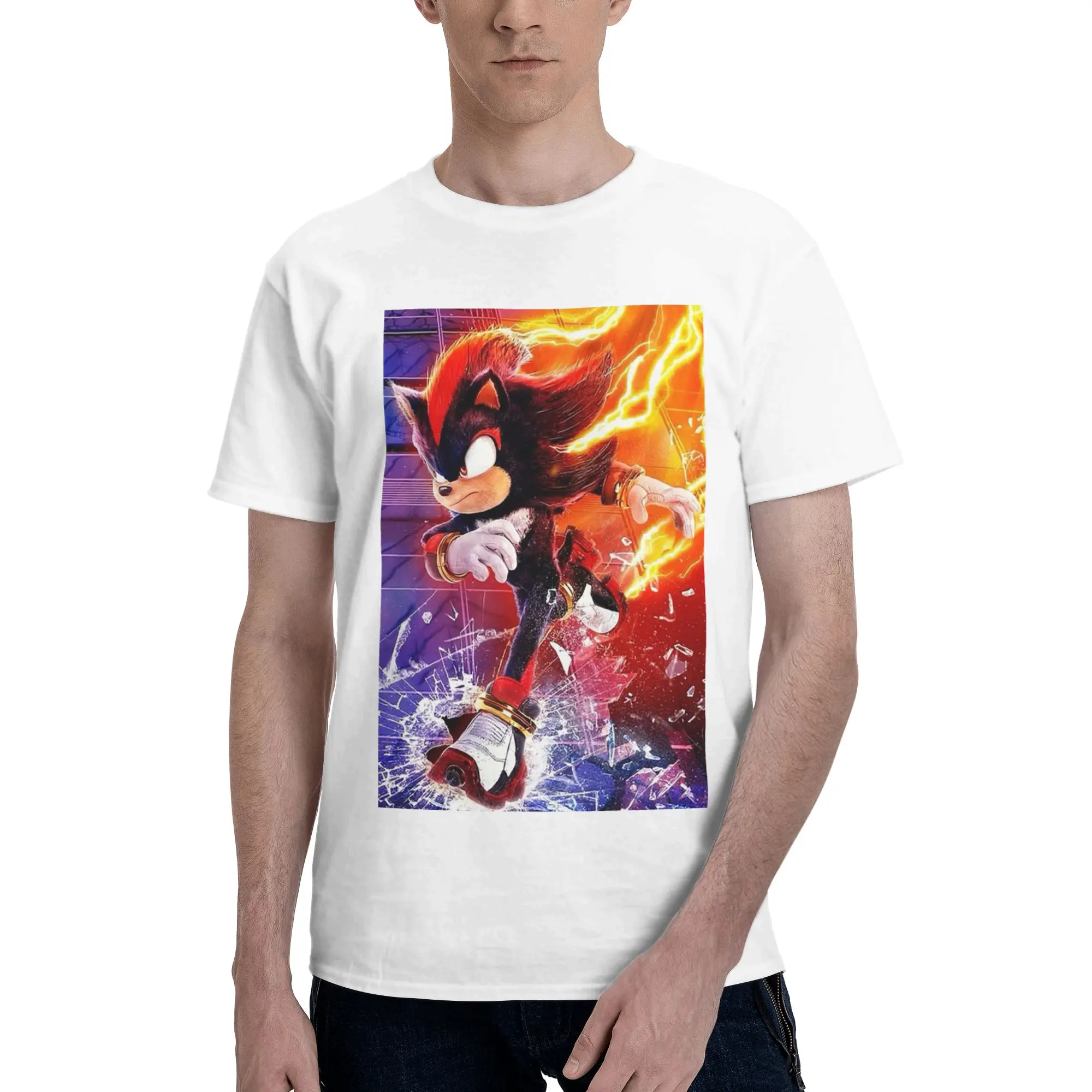 

Футболка из 100% хлопка Shadow The Hedgehog, мужские забавные футболки, мужские футболки с круглым вырезом и коротким рукавом, S-6XL