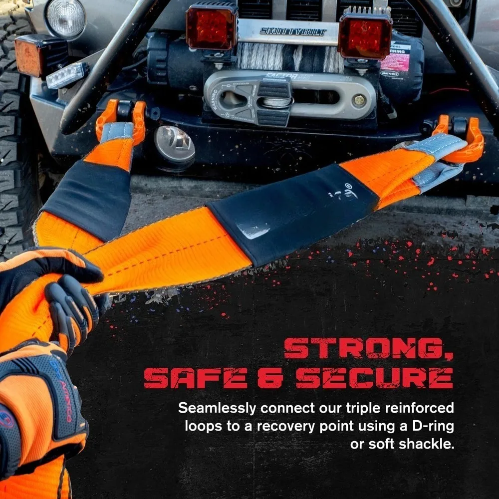 توصيل مجاني - مجموعة أدوات الاسترداد على الطرق الوعرة من GearAmerica، 9 طن، تتضمن حزام سحب، وحفظ شجرة، وبكرة كتلة الخطف، وأغلال حلقية على شكل حرف D