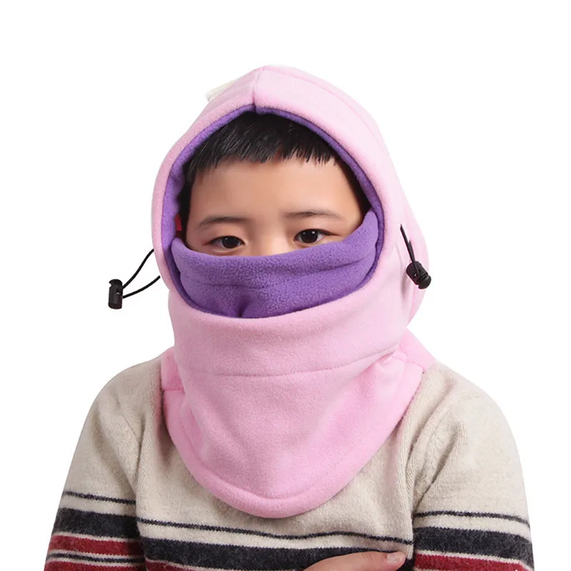 Masked Hat Winter Outdoor Upgrade Double-sided Plush Thickened Cute Children Windproof Warmth Scarf Mask Face Protection Hats