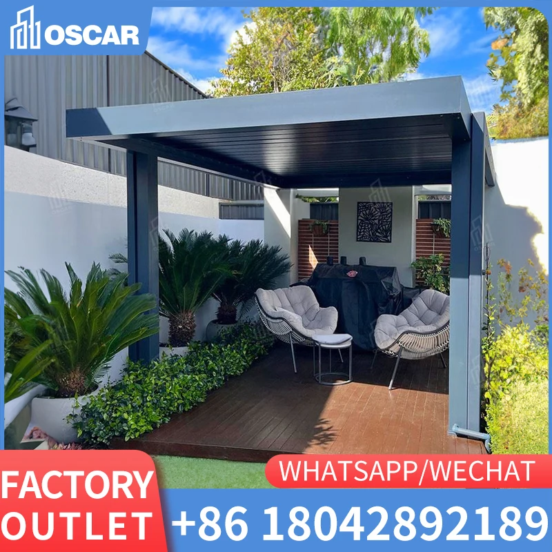 

Outdoor waterproof PVC Fabric Retractable Roof Awning Pergola Bioclimatic aluminum frame