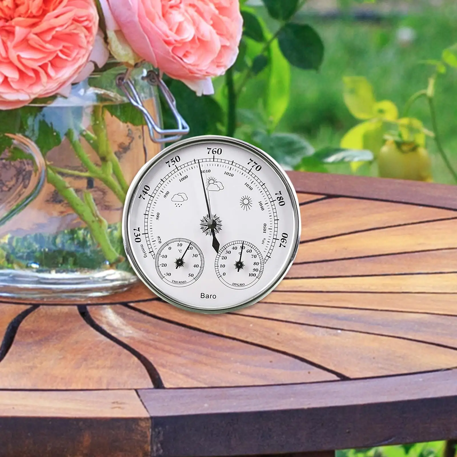 

3 in 1 Barometer Indoor Outdoor Wall Decor Easy Read Compact Weather Station