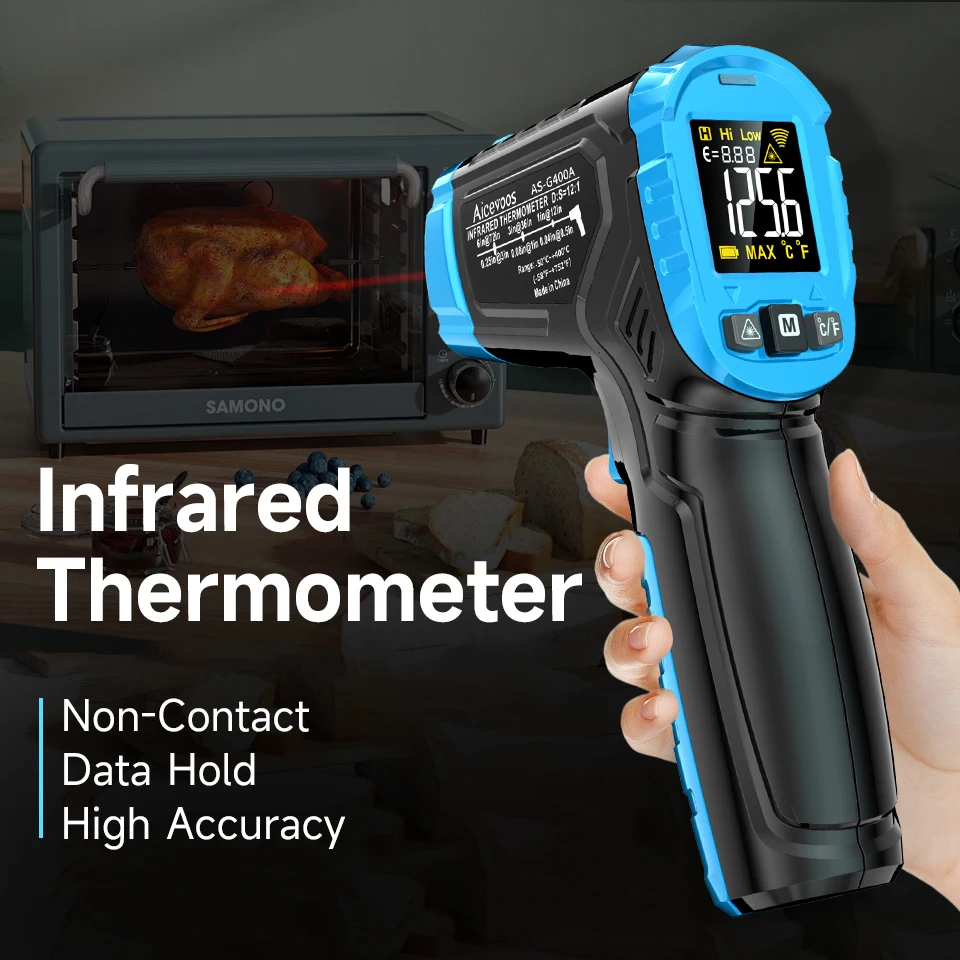 

Aicevoos Digital Infrared Thermometer Handheld Non-Contact Laser Temperature Meter Gun Temperature Tester Instruments Pyrometer