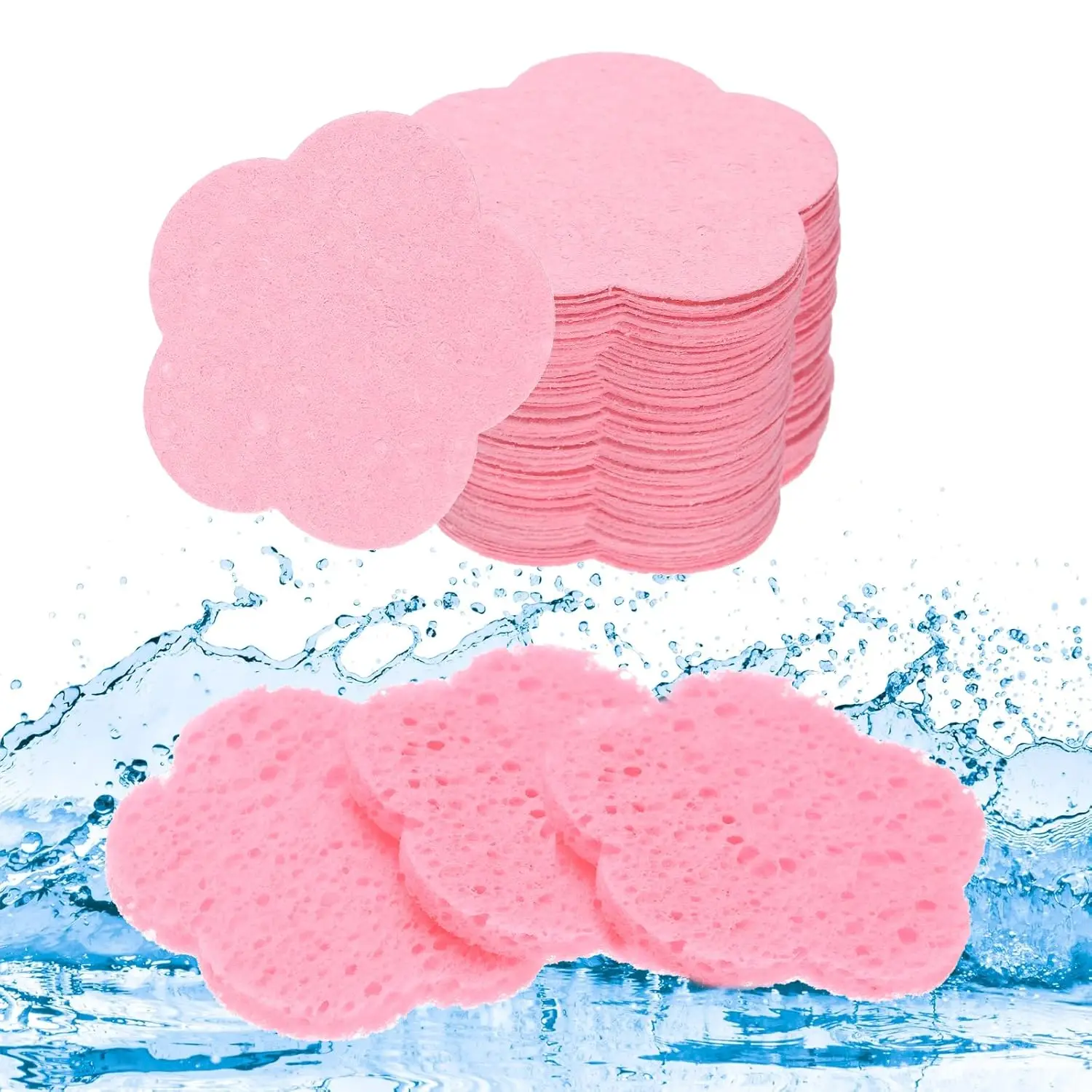 재사용 가능한 얼굴 클렌징 스펀지 두꺼운 천연 셀룰로오스 패드 각질 제거 마스크 스파 마사지 메이크업 리무버 도구