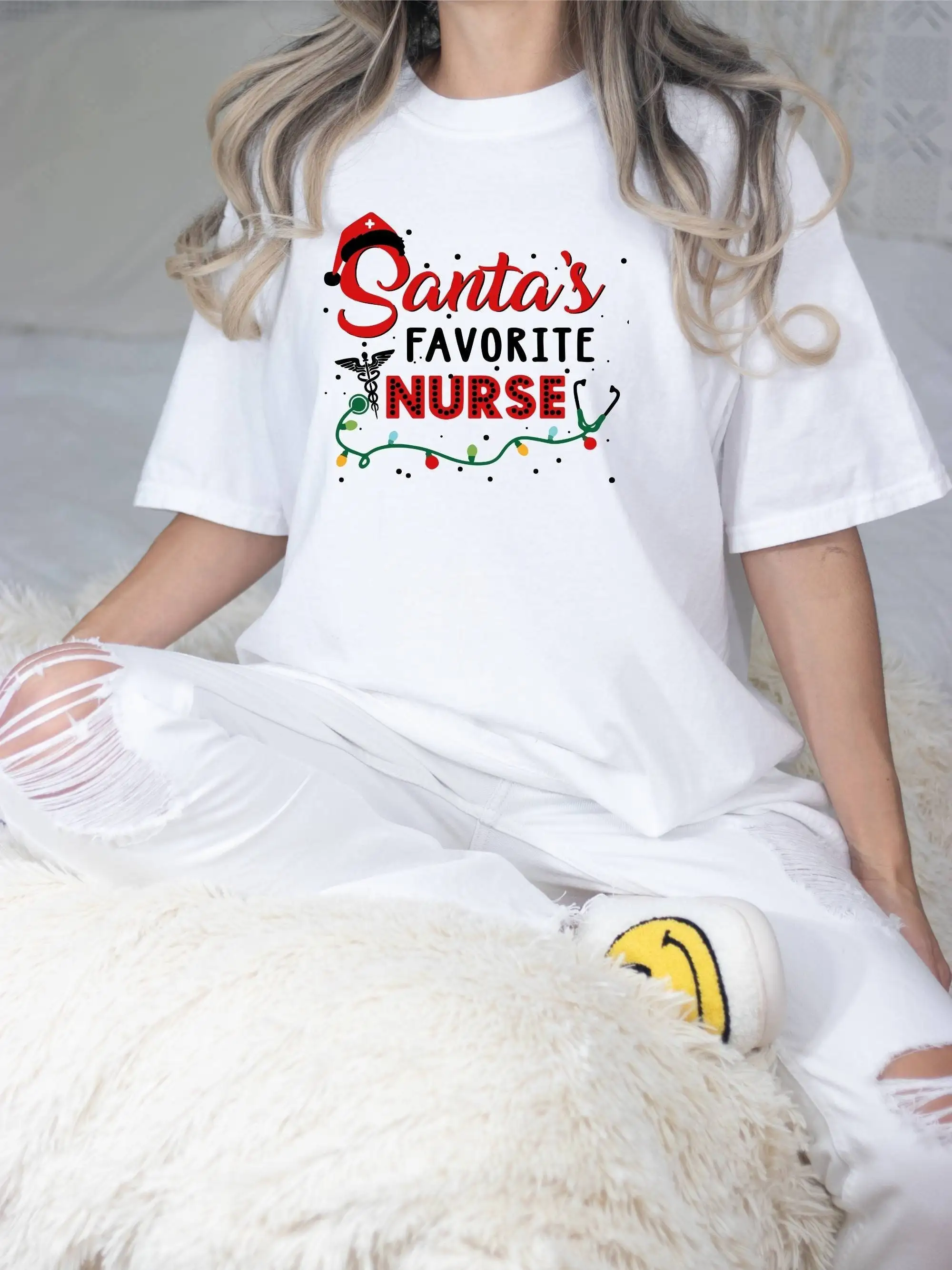 Comfort Color T Shirt Christmas Nurse Emergency Hospital Night Shift Santa