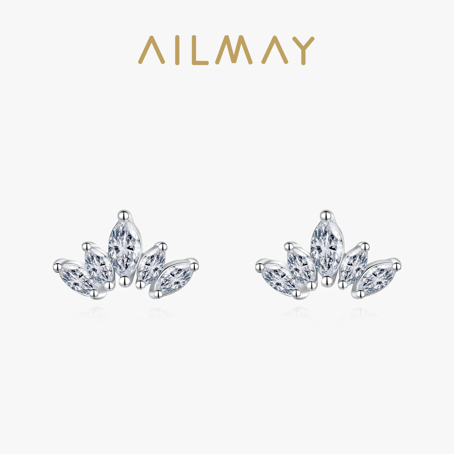 

Ailmay Hot Sale New 100% Sterling Silver 925 Sparkling Clear Zircon Crown Exquisite Earring For Women Statement Jewelry Gift