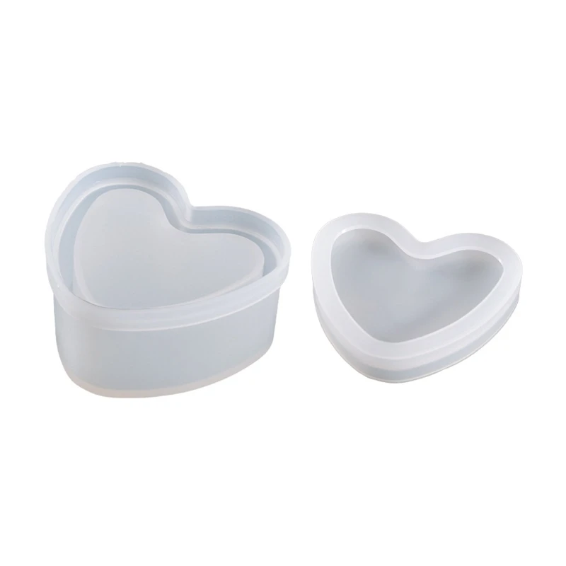 Irregular Heart Storage Box Resin Mold with Lid for DIY Jewelry Craft